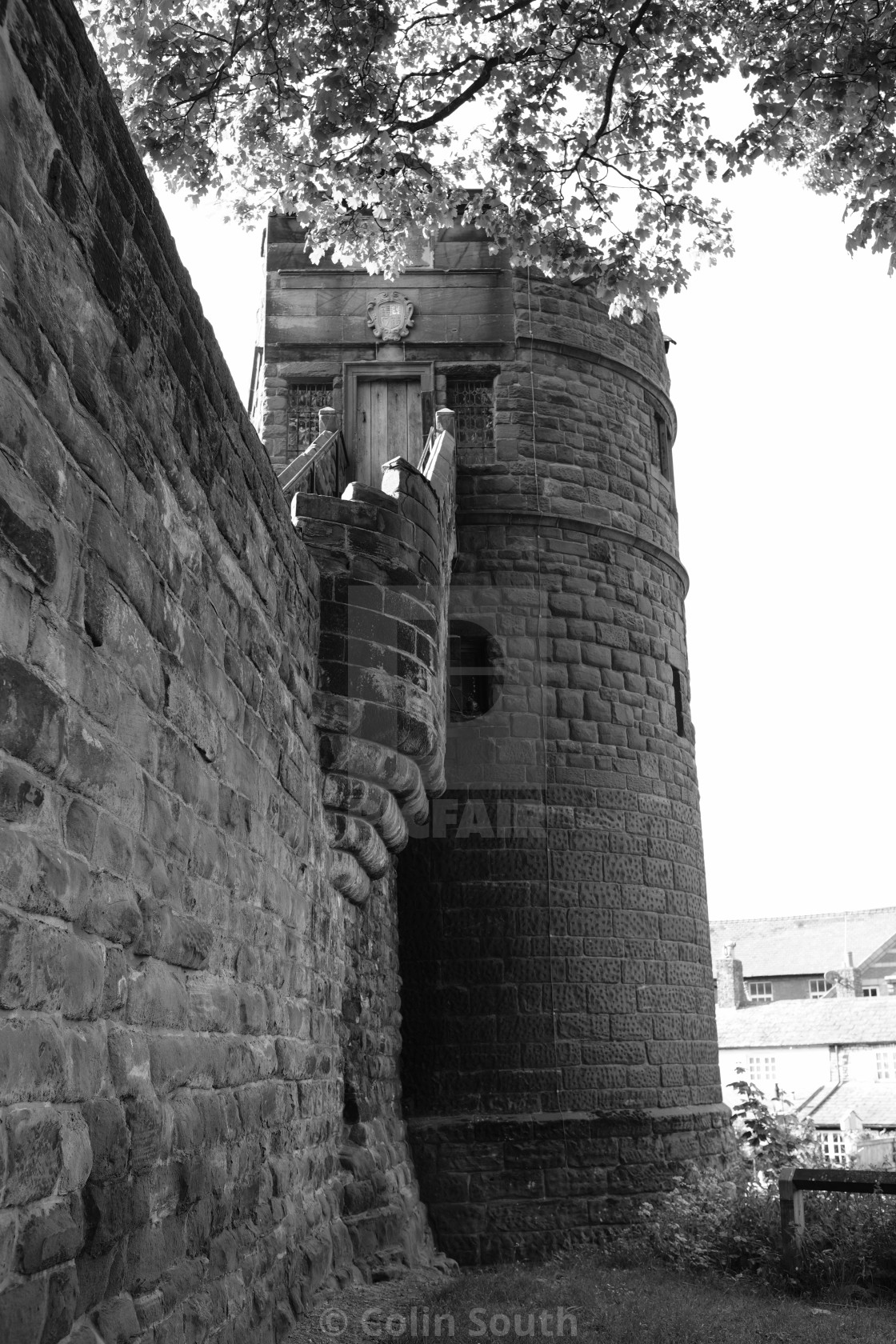 "Steps up to King Charles Tower, Chester." stock image