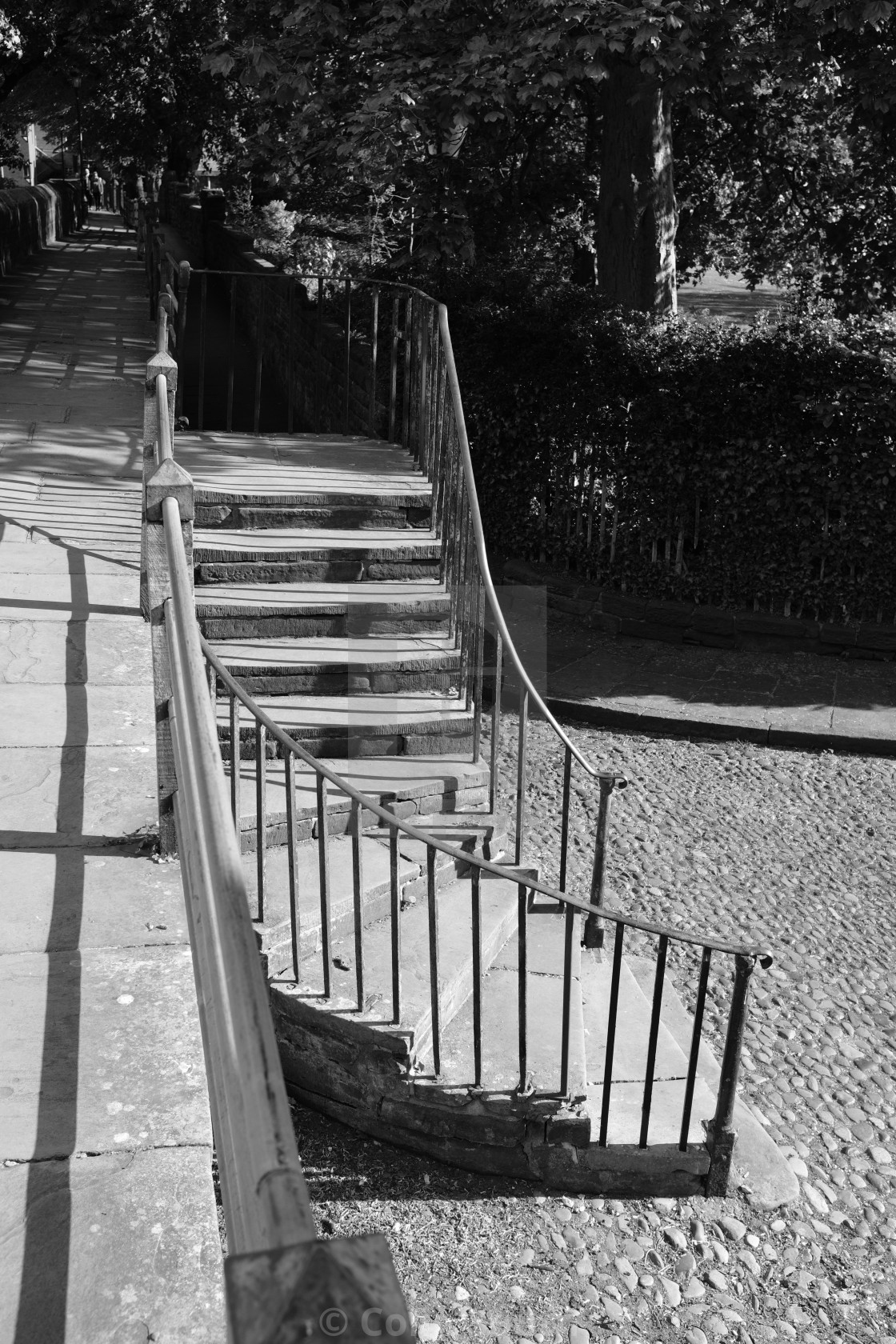 "The steps leading up to Chester City Walls" stock image