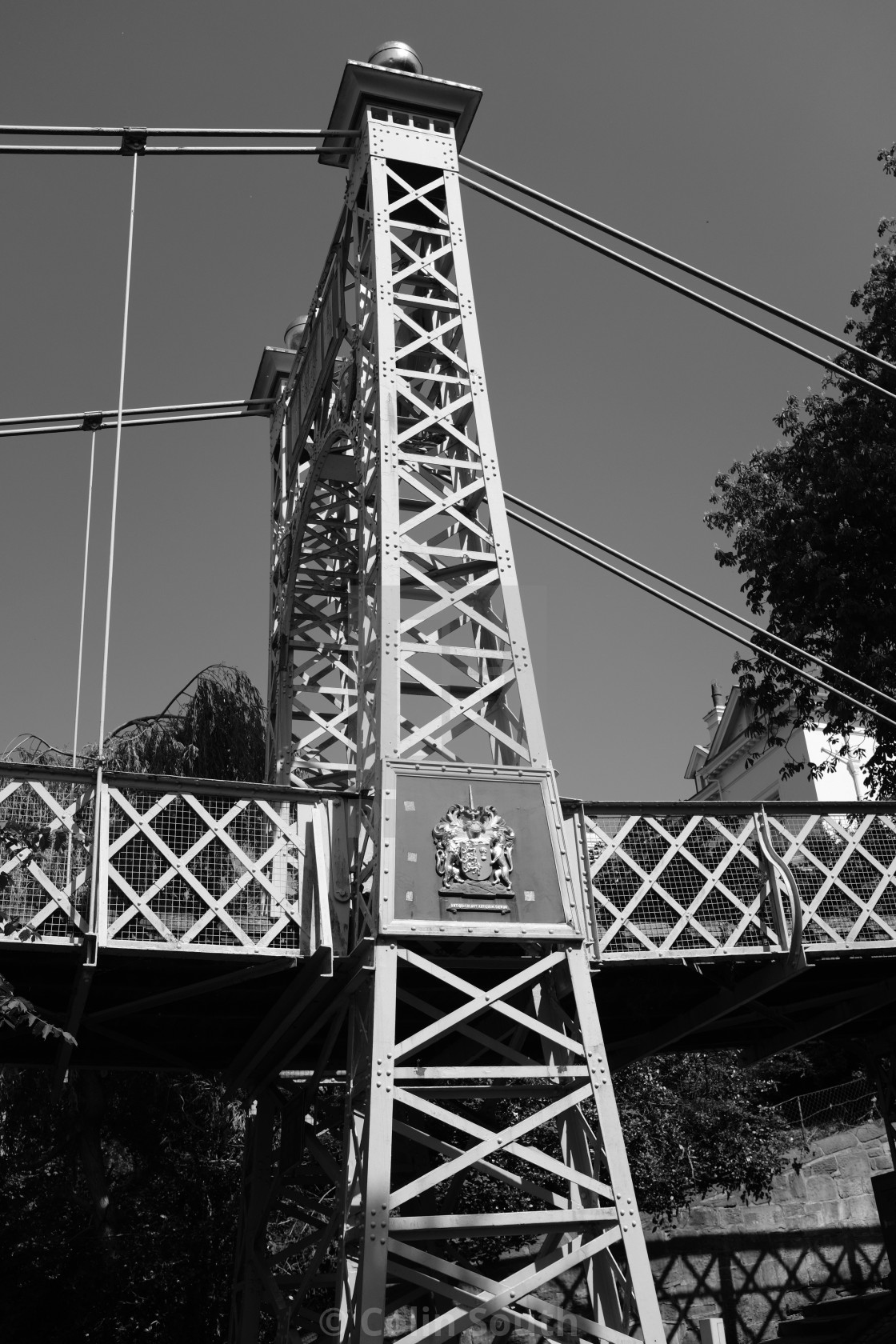 "The suspension bridge, at Chester." stock image