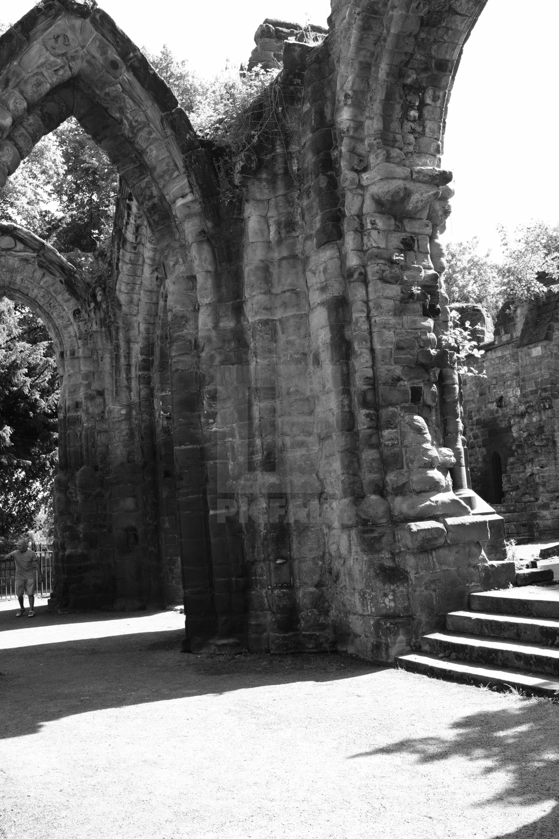 "Detail of church ruins." stock image