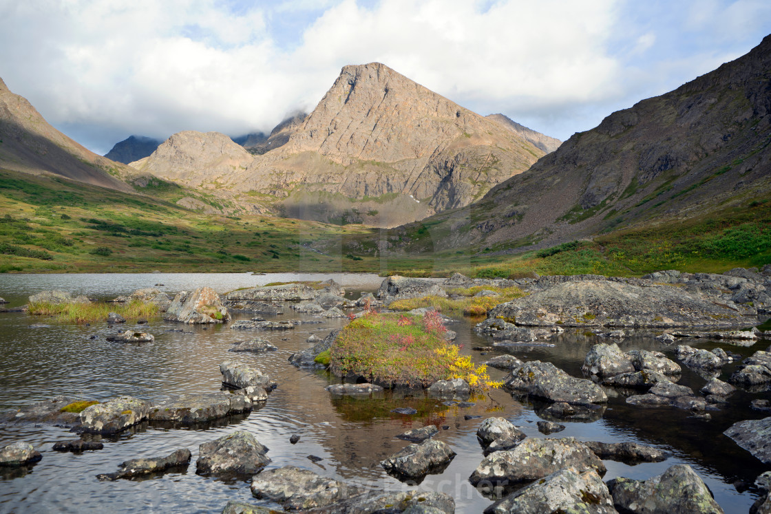 "Framed by the Mountains" stock image