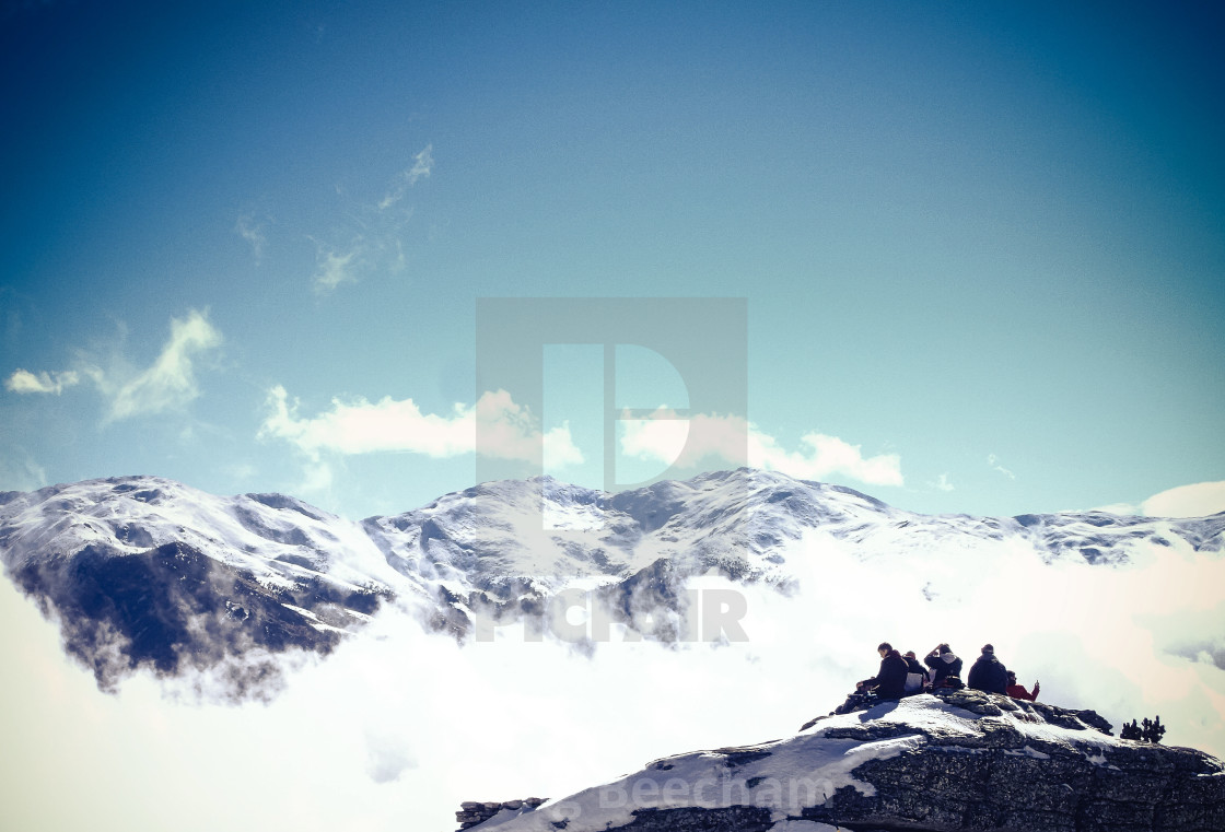 "Lunching snowboarders" stock image