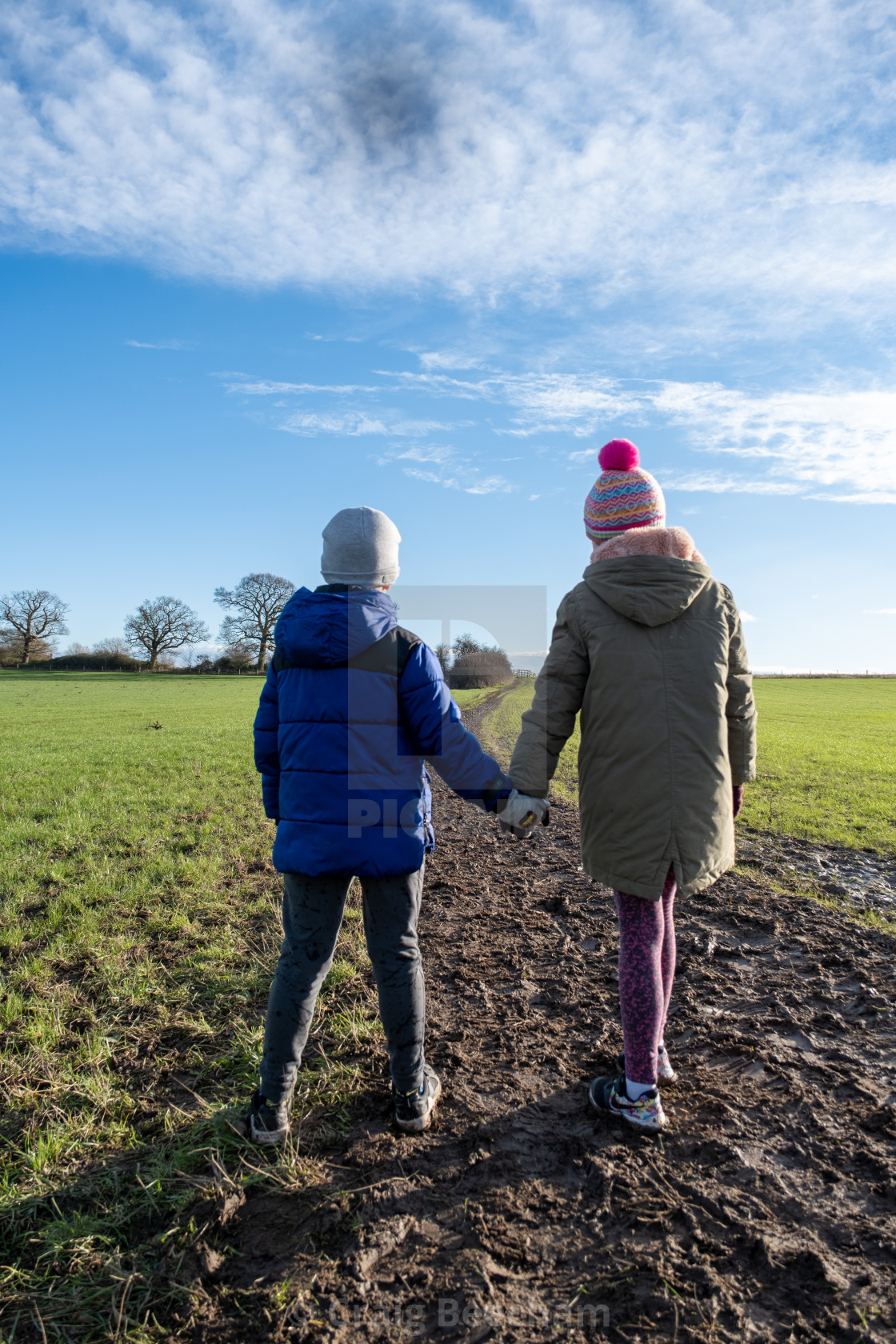 "Winter walk kids" stock image