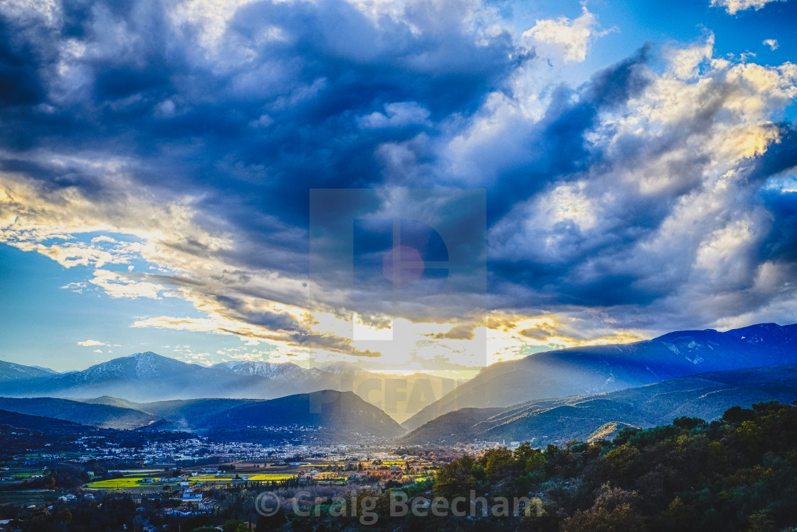 "Sunset over Prades" stock image