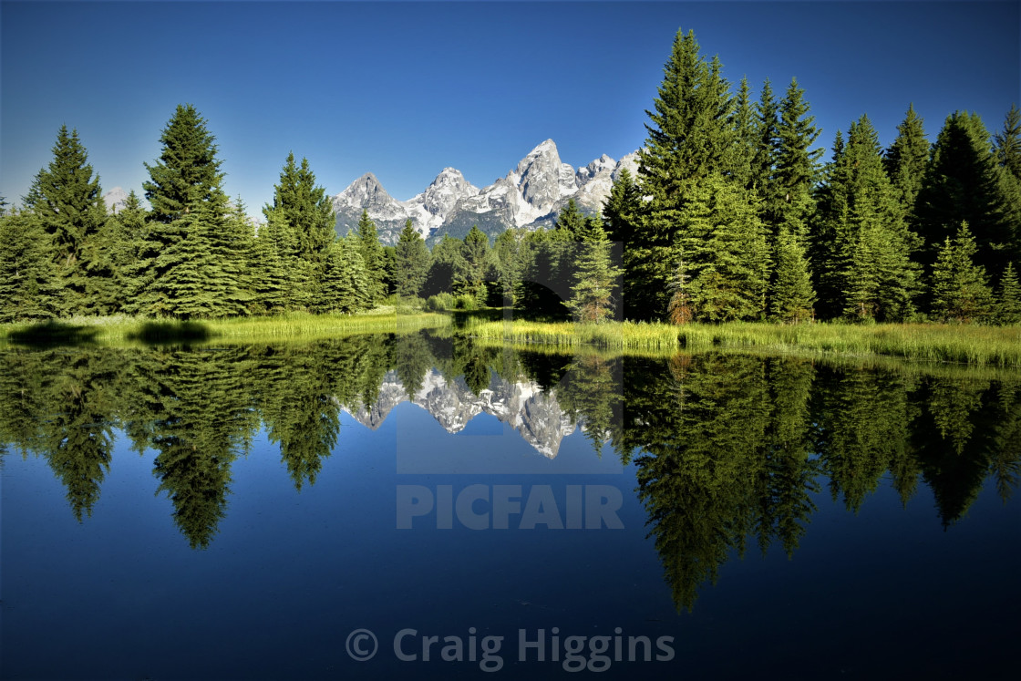 "Grand Tetons at Schwabacher's Landing" stock image