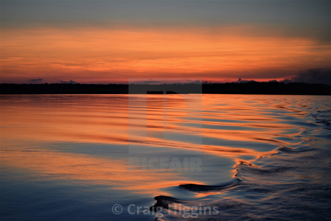 "Amazon Sunset, Peru" stock image