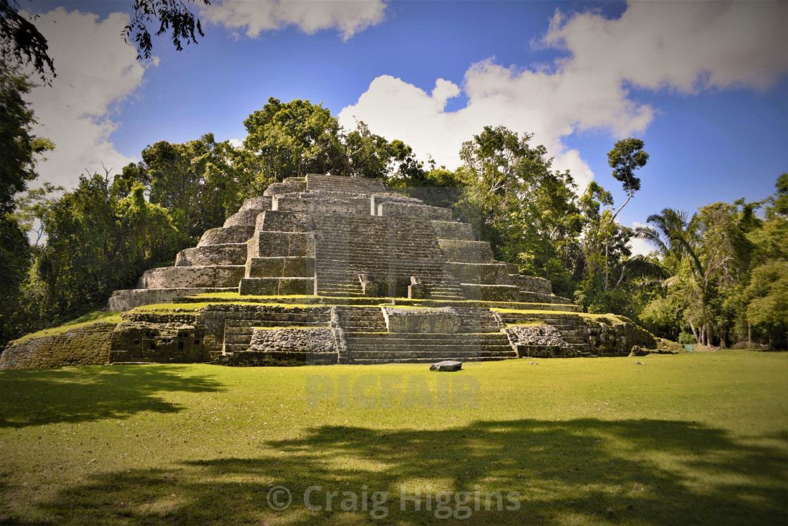 "Maya Temple, Lamanai, Belize" stock image