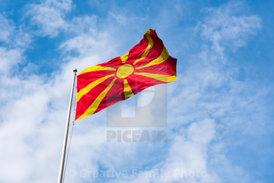Republic Of Macedonia Flag Waving In The Sky License Download Or Print For 01 Photos Picfair