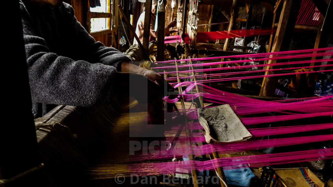 "Weaving silk, Inle lake, water market , Myanmar" stock image