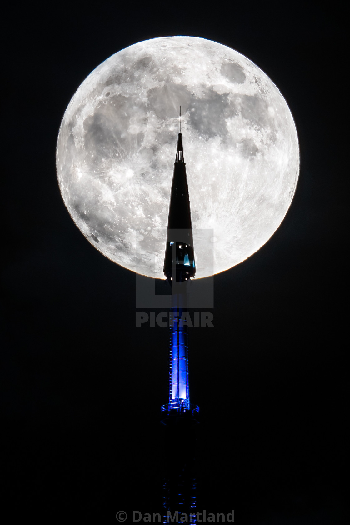 "Full Moon World Trade Center Spire" stock image