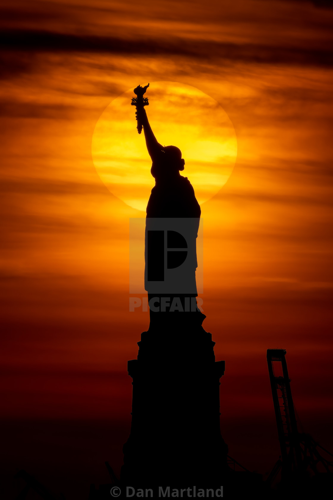 "Lady Liberty Sunset" stock image