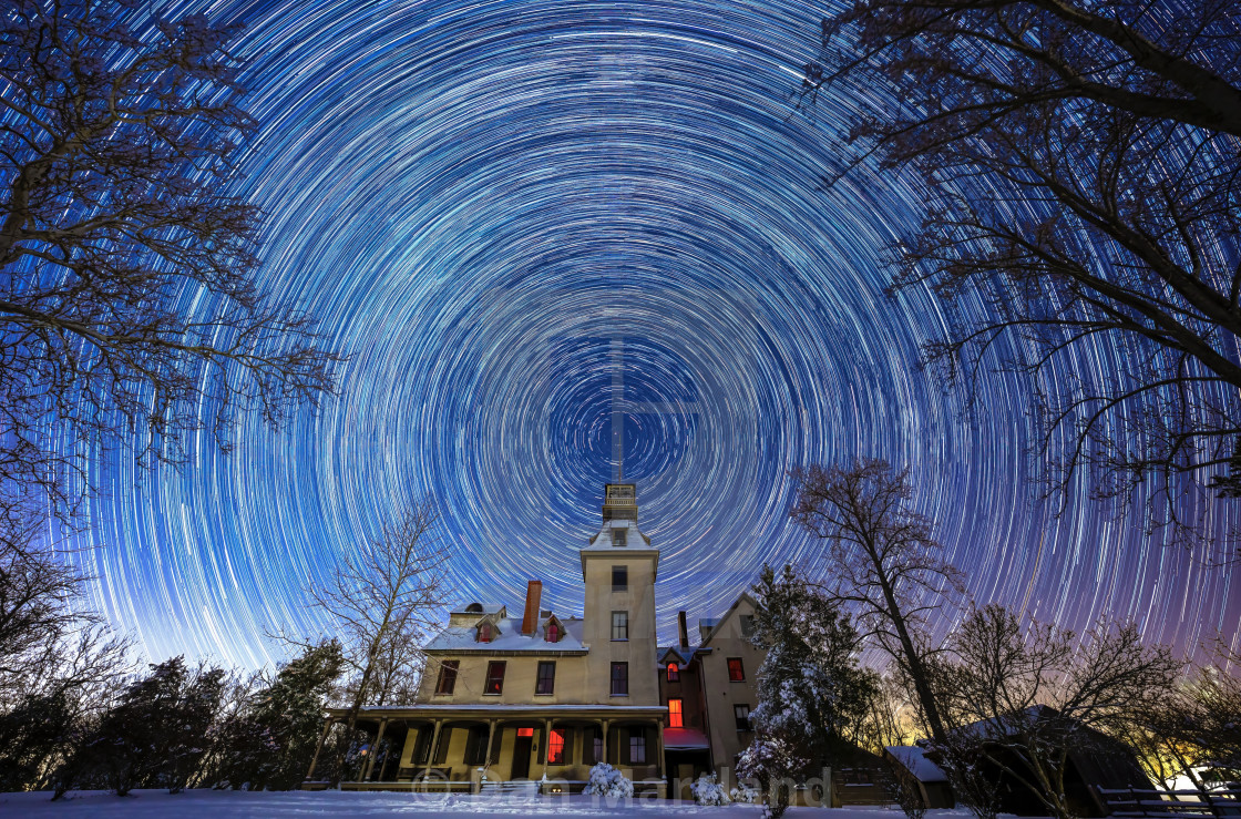 "Star Trails Haunted House" stock image