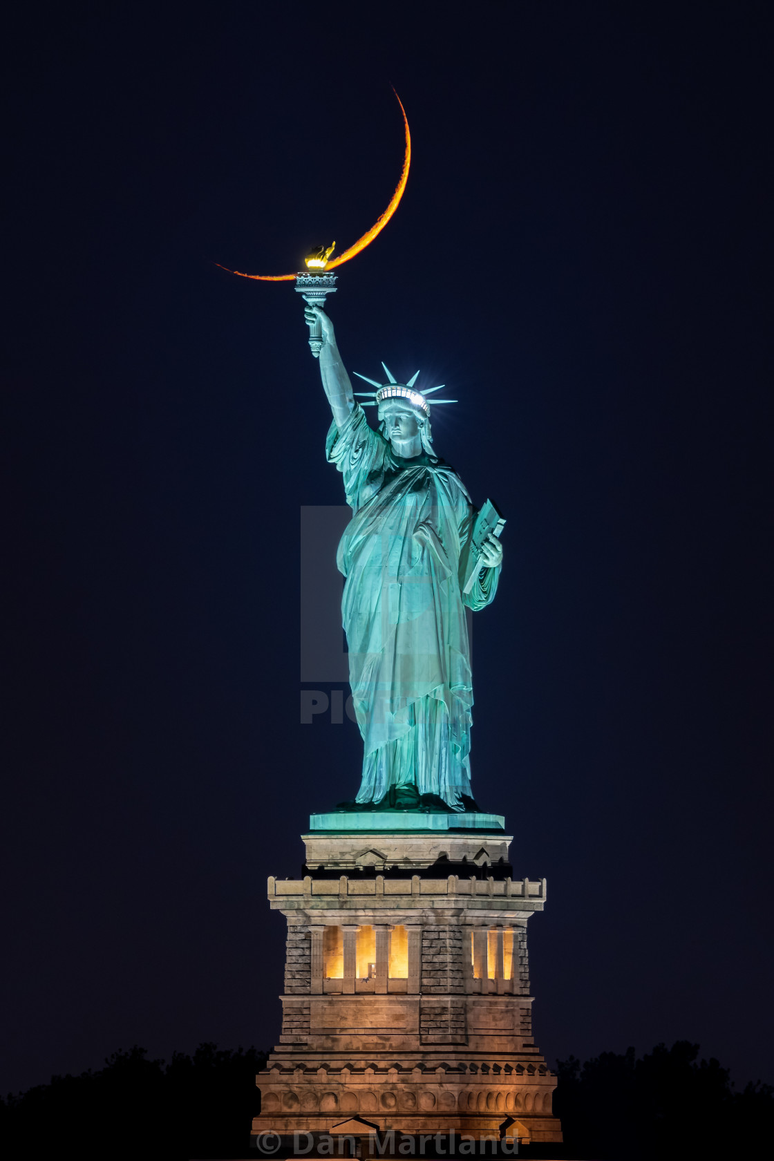 "Lady Liberty and the Crescent moon" stock image