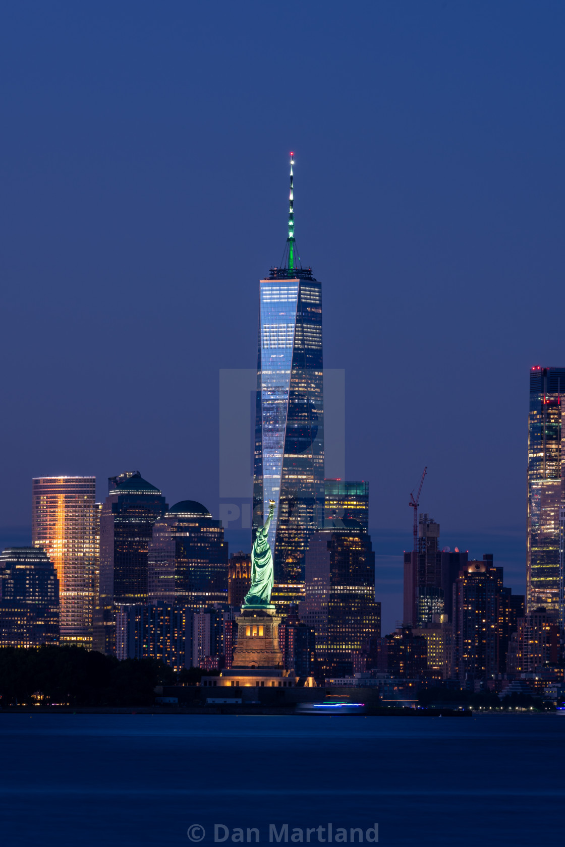 "Lady Liberty at Twilight" stock image