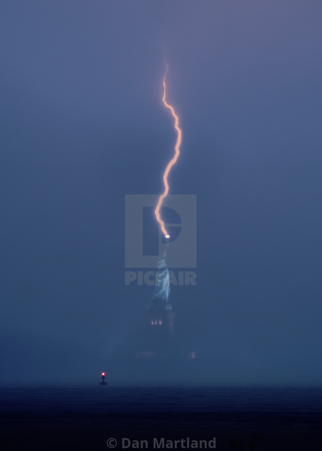 "Lady Liberty Lightning Strike" stock image