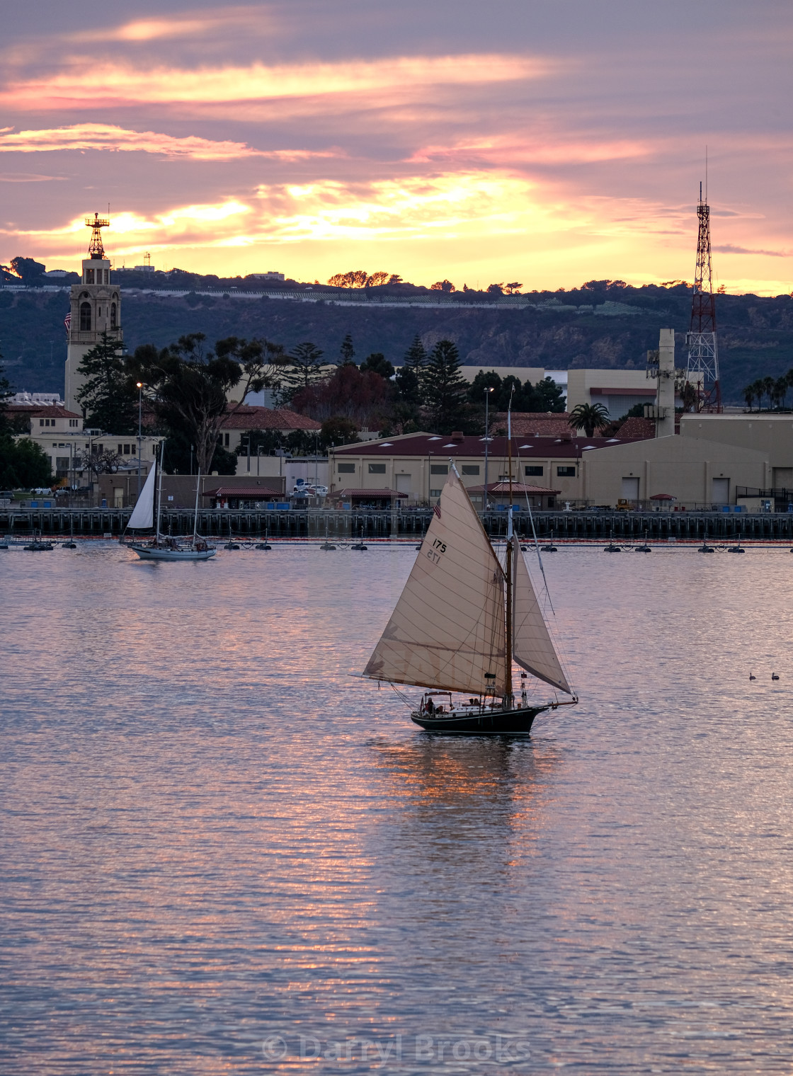 "Sailboat in San Diego Sunset" by Darryl Brooks - $10.81 "Sailboat in San Diego Sunset" stock image