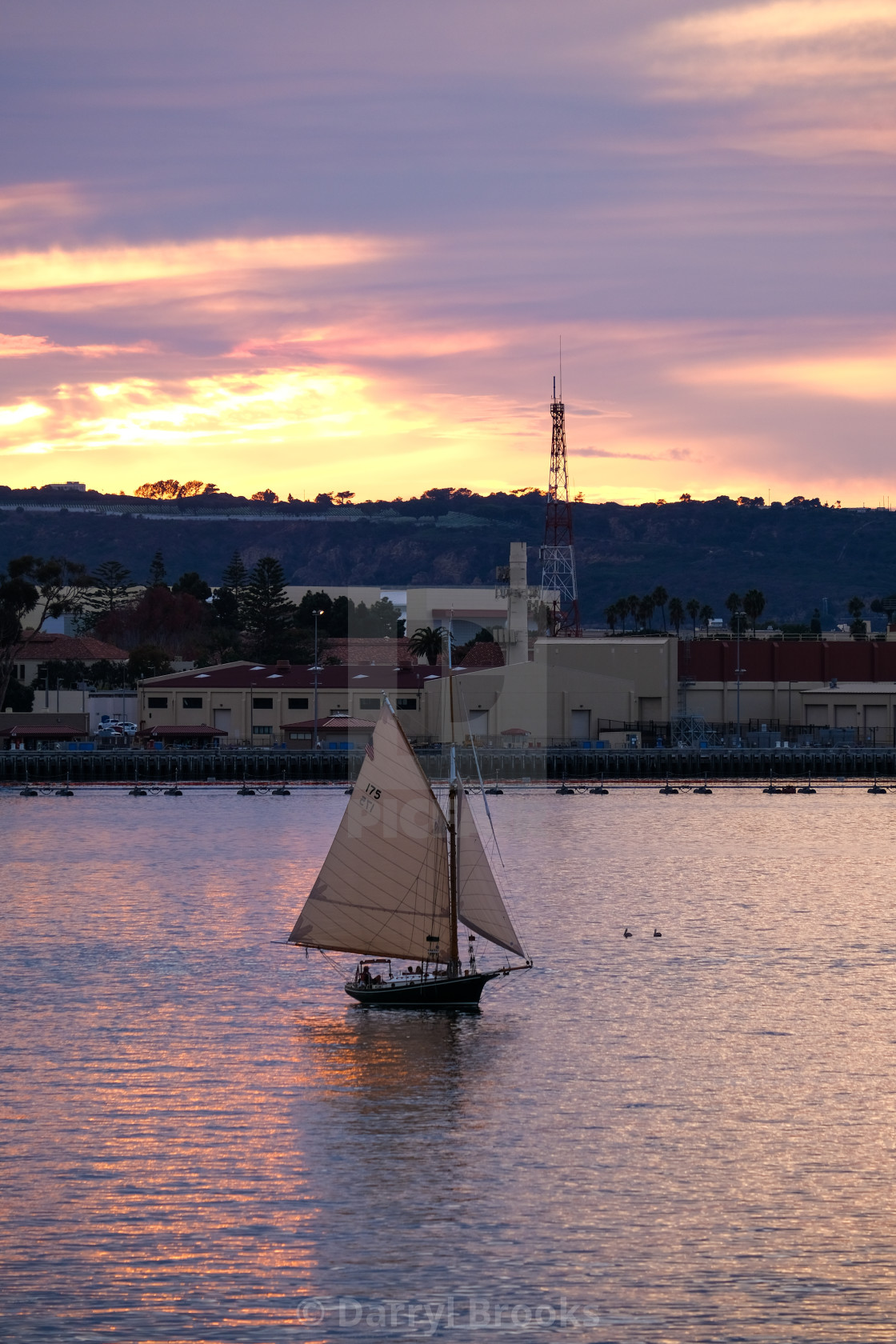 "Sailboat in San Diego at Dusk" by Darryl Brooks - $10.81 "Sailboat in San Diego at Dusk" stock image