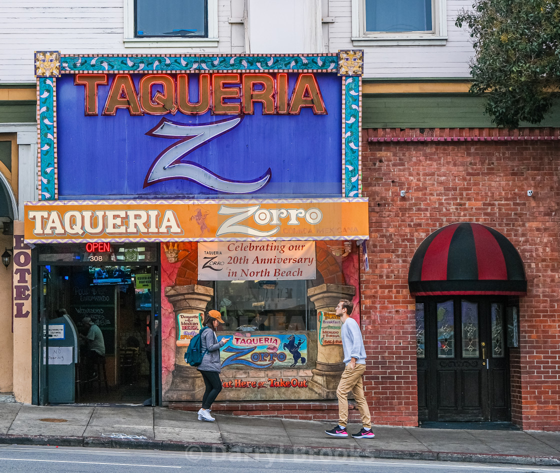 "Zorro Taqueria in North Beach" by Darryl Brooks - $10.81 "Zorro Taqueria in North Beach" stock image