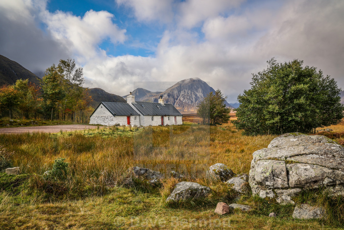 "Black Rock Cottage - Glencoe" by Dave Bennion - £31.00 "Black Rock Cottage - Glencoe" stock image