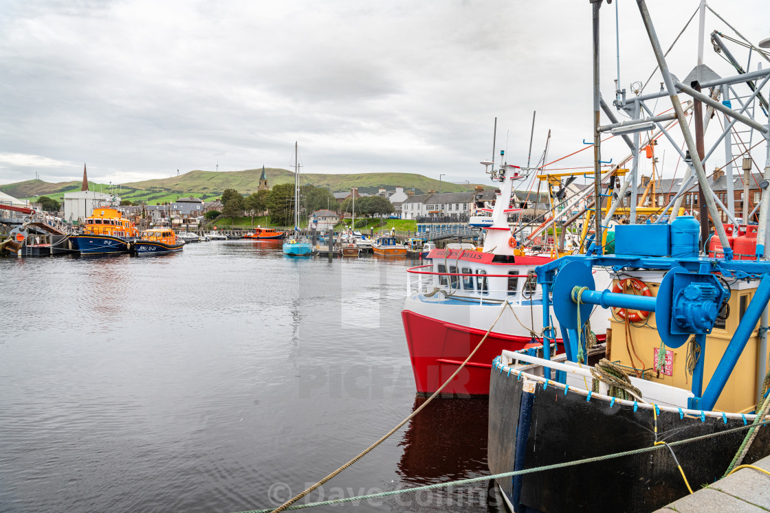 "Fishing Boats in the Harbour, Girvan, Dumfries & Galloway, Scotland" stock image