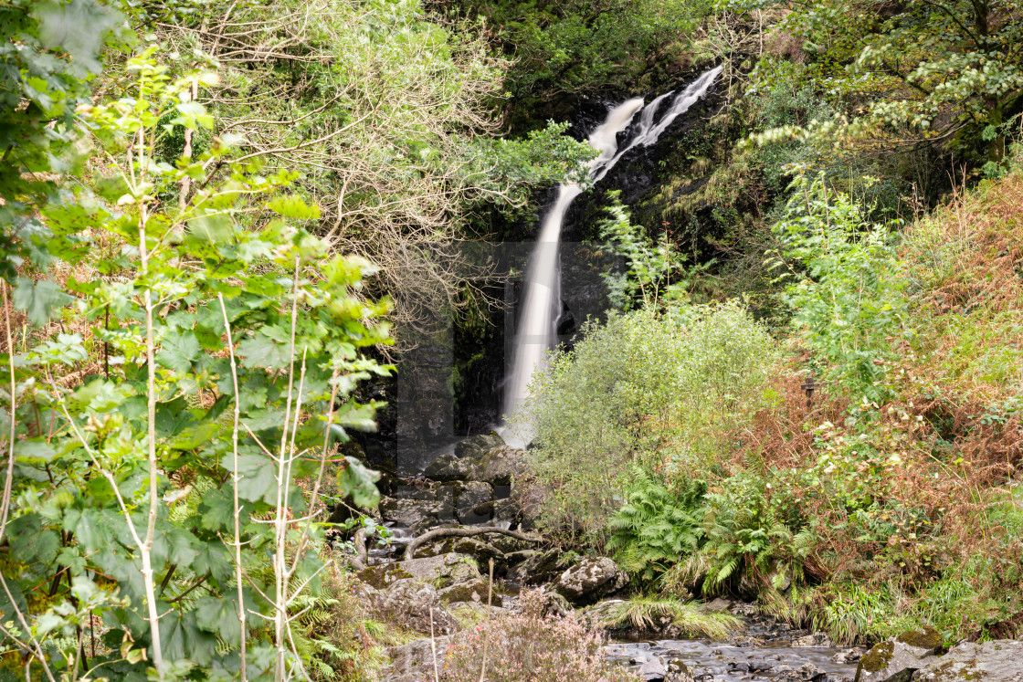 "Grey Mare's Tail waterfall on Grey Mare's Tail burn in The Galloway Forest park" stock image