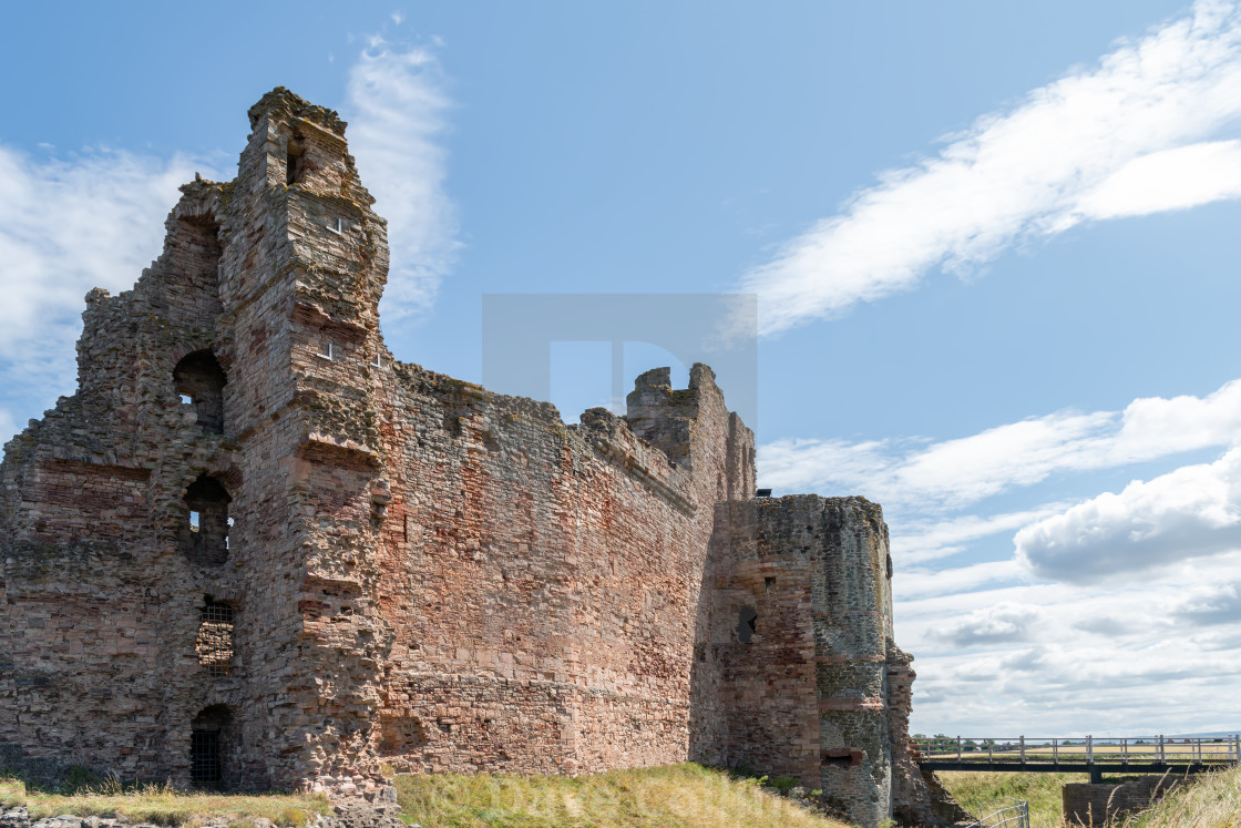"The remains of the north and west walls of Tantallon Castle, North Berwick, East Lothian, Scotland" stock image