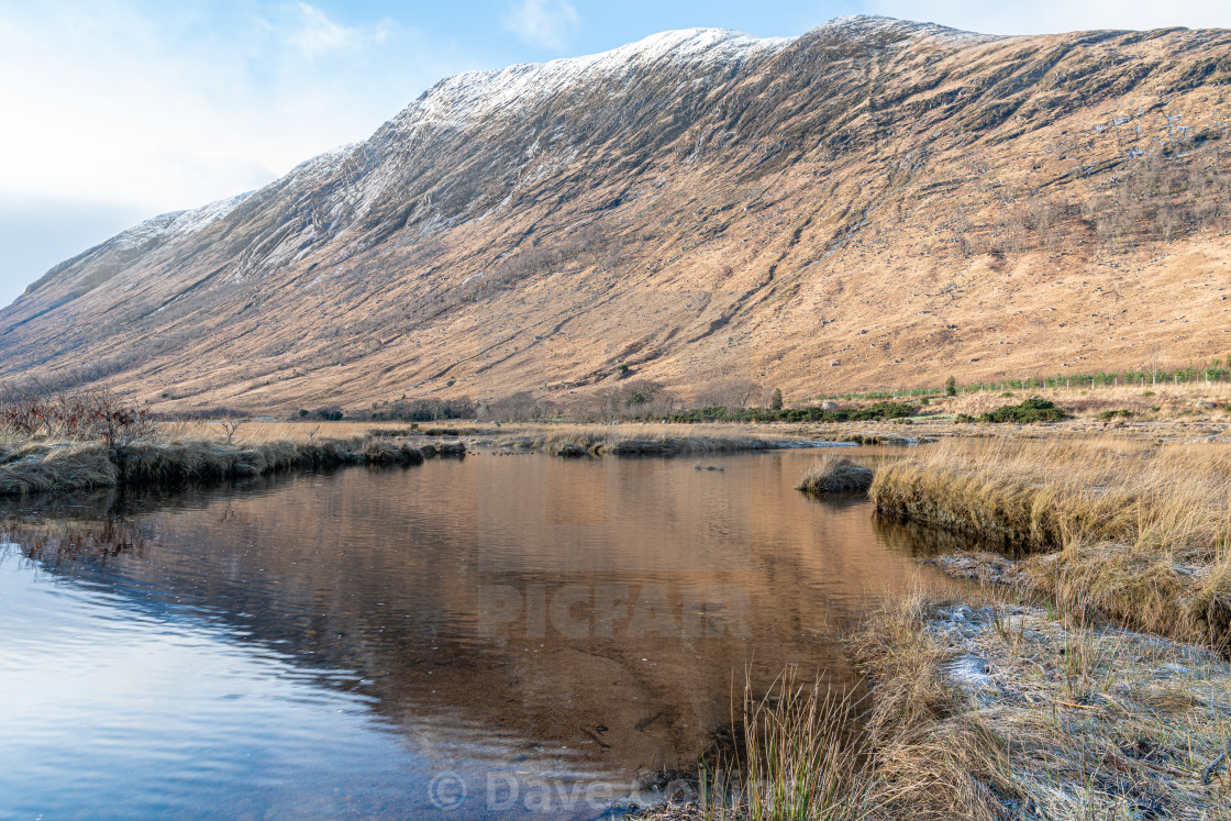 "The meeting point of River Etive and the Loch Etive in the Highlands, Scotland" stock image