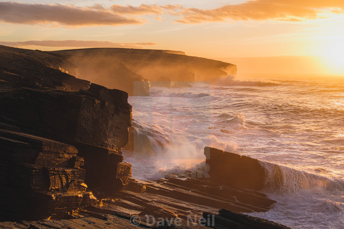 "Choppy seas at Sunset" stock image