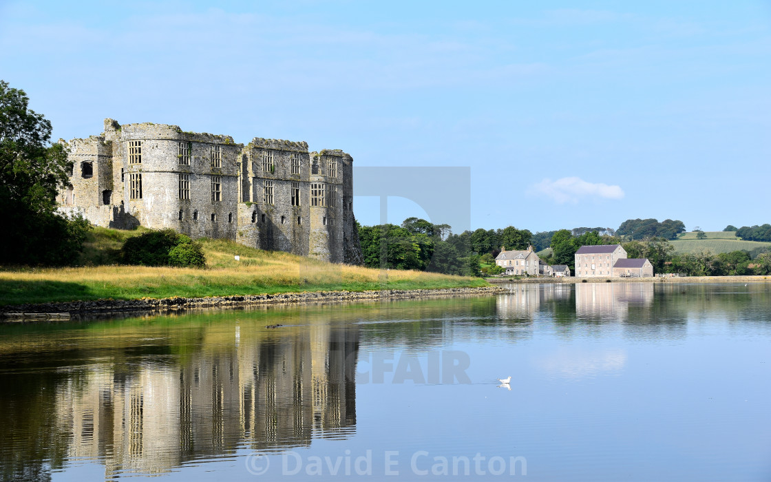 "Carew Castle and Mill on an August morning" stock image