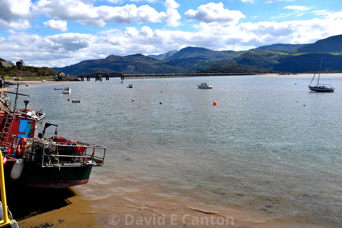 "A view of Barmouth railway bridge" stock image