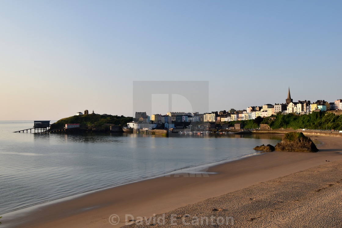 "Tenby in the early morning sun" stock image