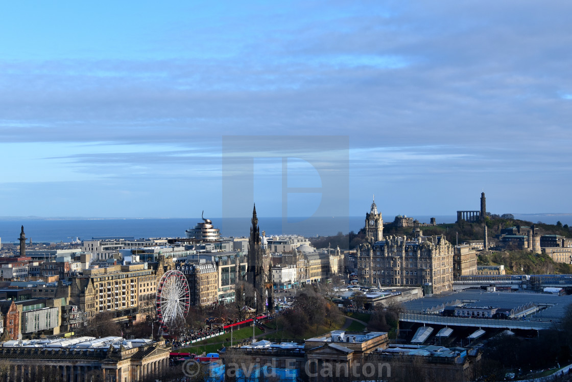 "A view of Edinburgh from the castle." stock image