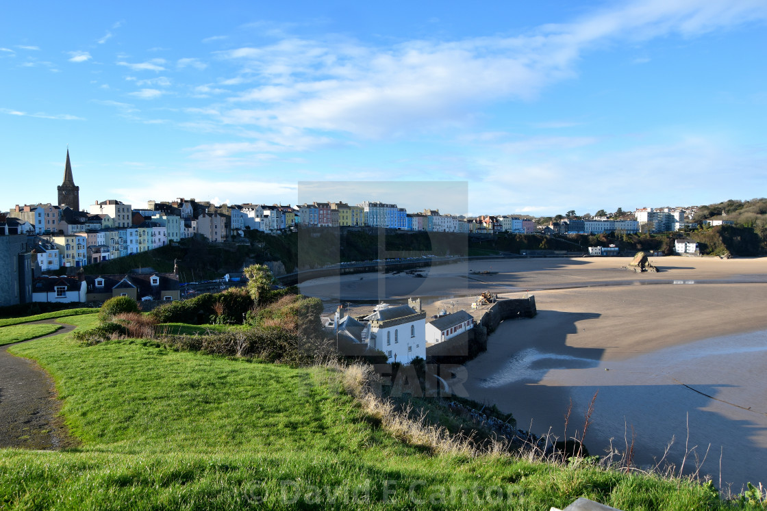 "Tenby North Beach in December" stock image