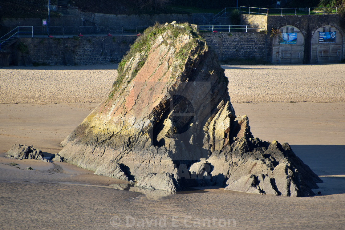 "Goscar Rock in Tenby" stock image