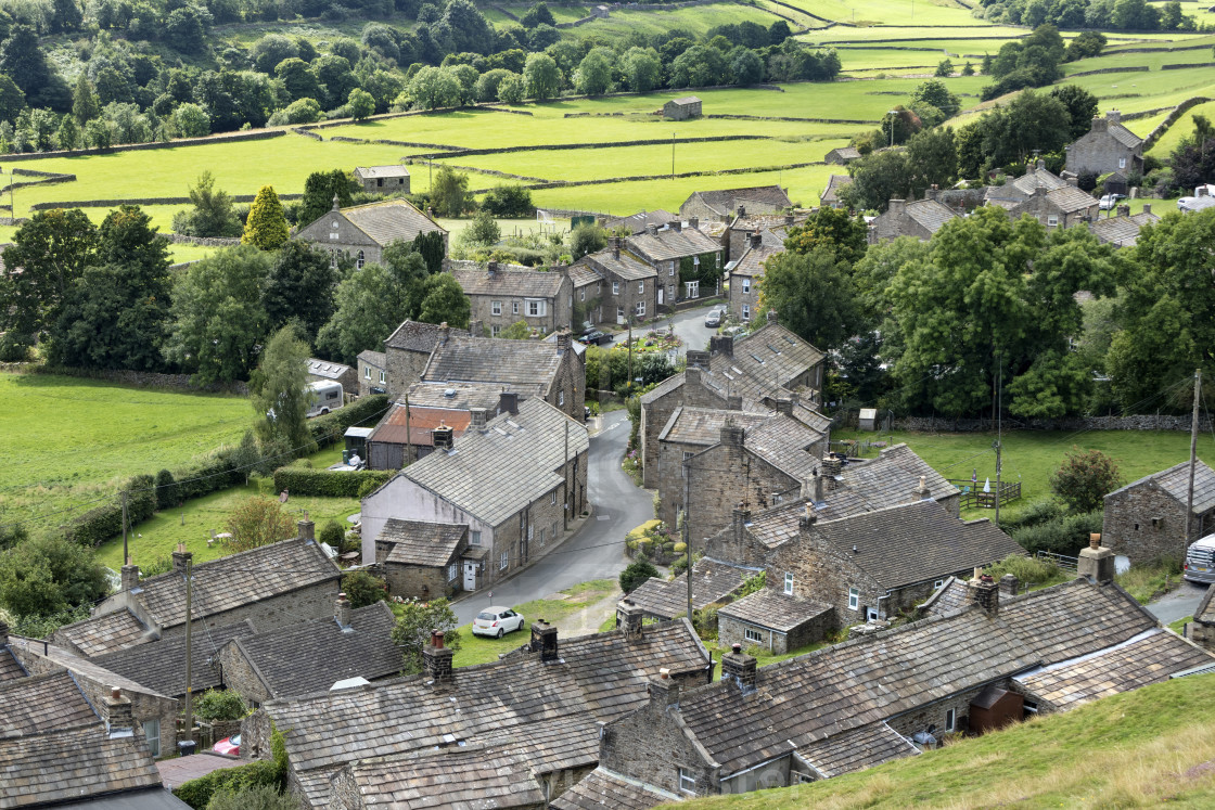 "Gunnerside Village in Late Summer, Swaledale, Yorkshire Dales" stock image