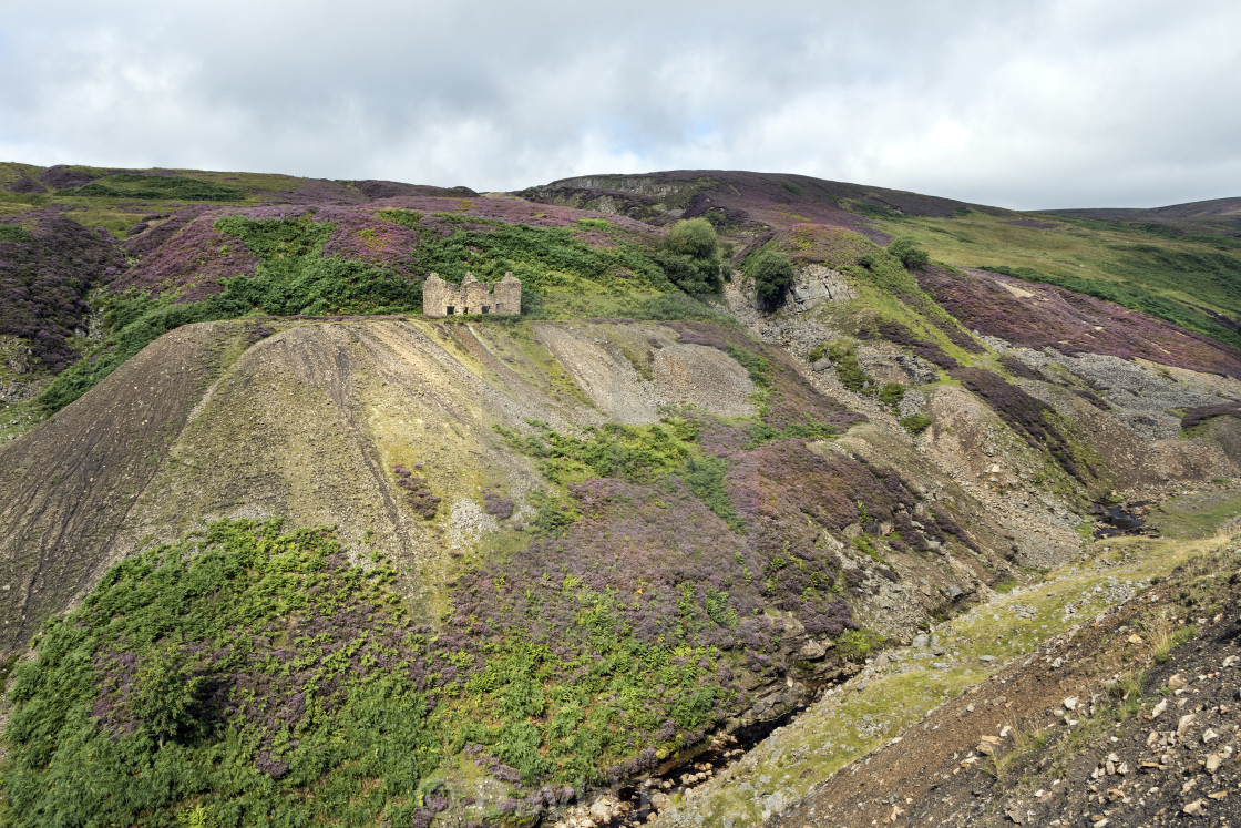 "Nature Reclaiming the Industrial Landscape of Gunnerside, UK" stock image