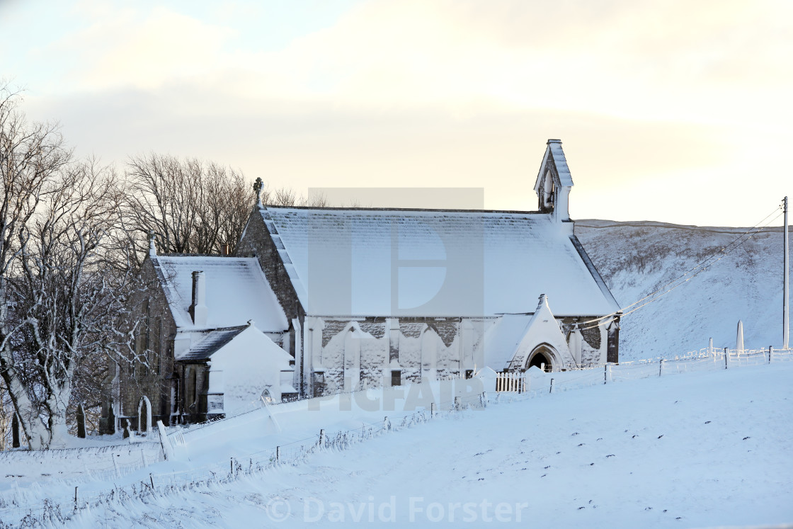 "Heavy Snow brought by Storm Arwen, Teesdale, County Durham, UK" stock image