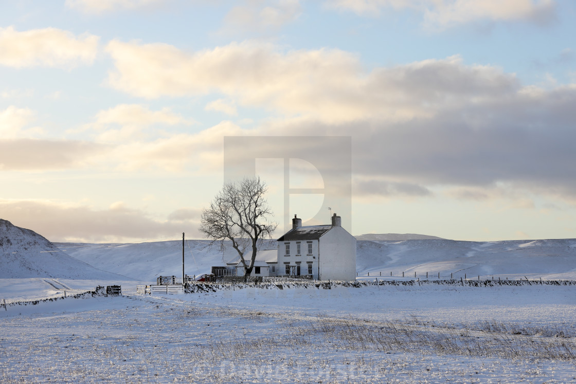 "Heavy Snow brought by Storm Arwen, Teesdale, County Durham, UK" stock image