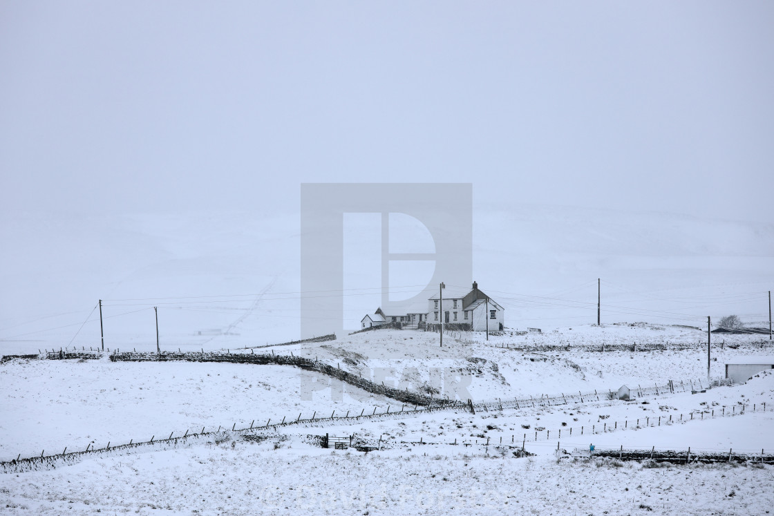 "Heavy Snow brought by Storm Arwen, Teesdale, County Durham, UK" stock image