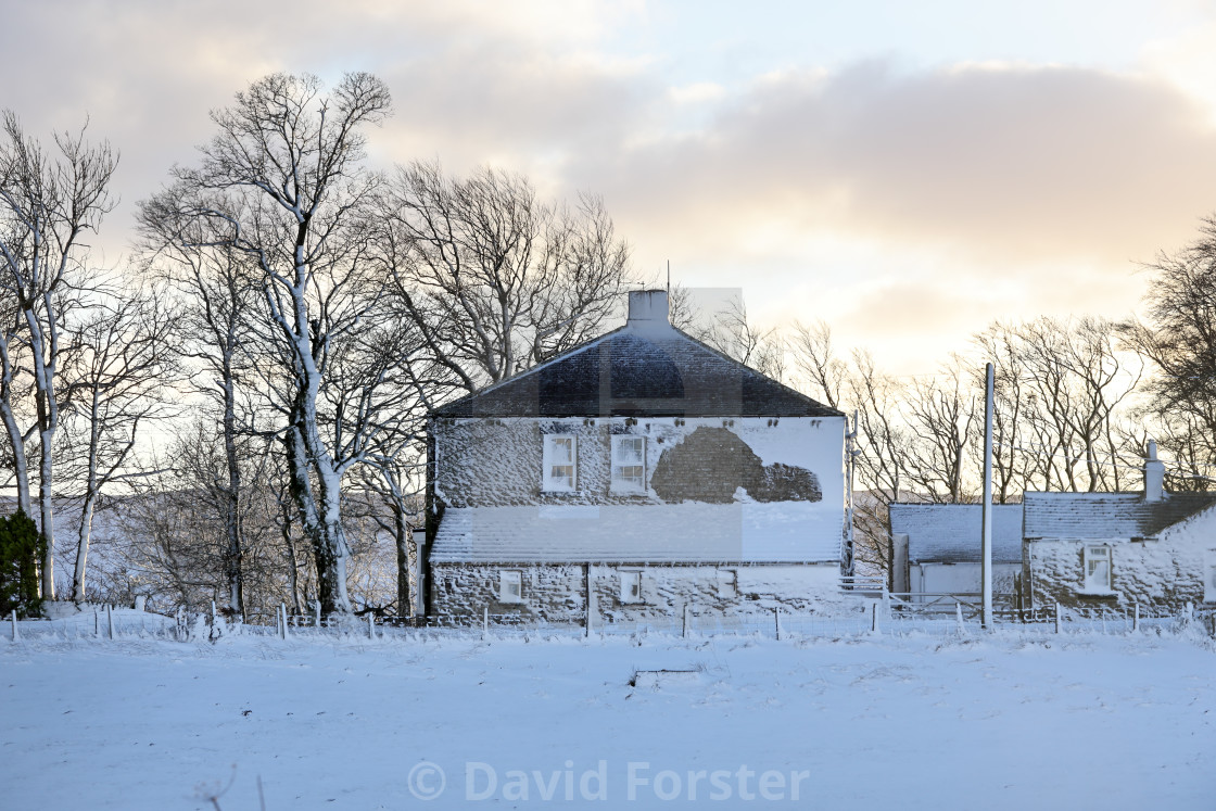 "Heavy Snow brought by Storm Arwen, Teesdale, County Durham, UK" stock image