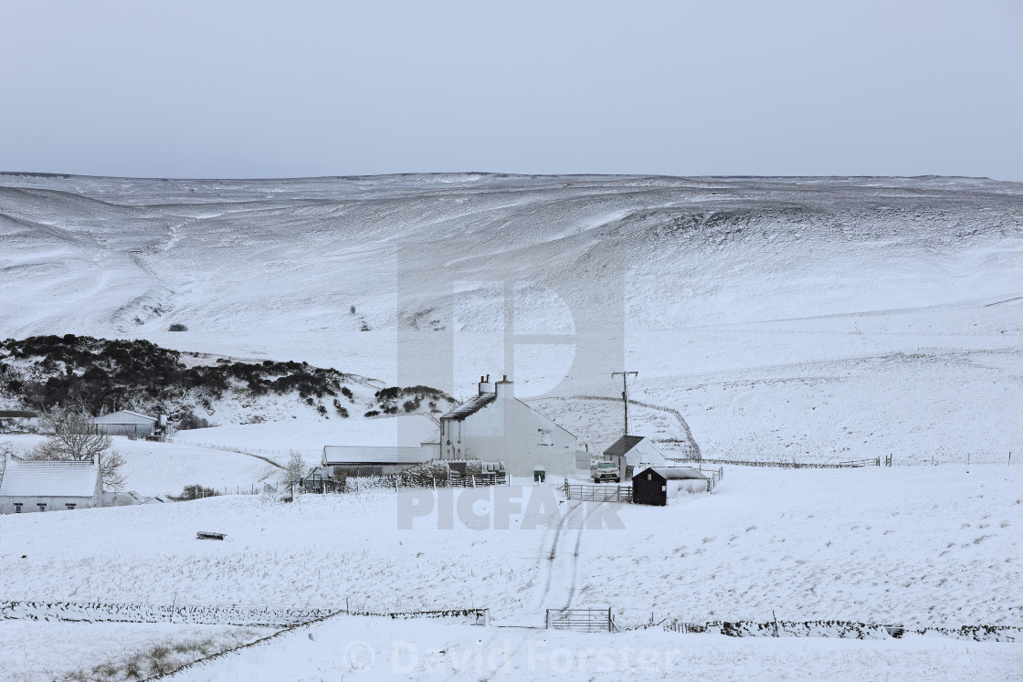 "Heavy Snow brought by Storm Arwen, Teesdale, County Durham, UK" stock image