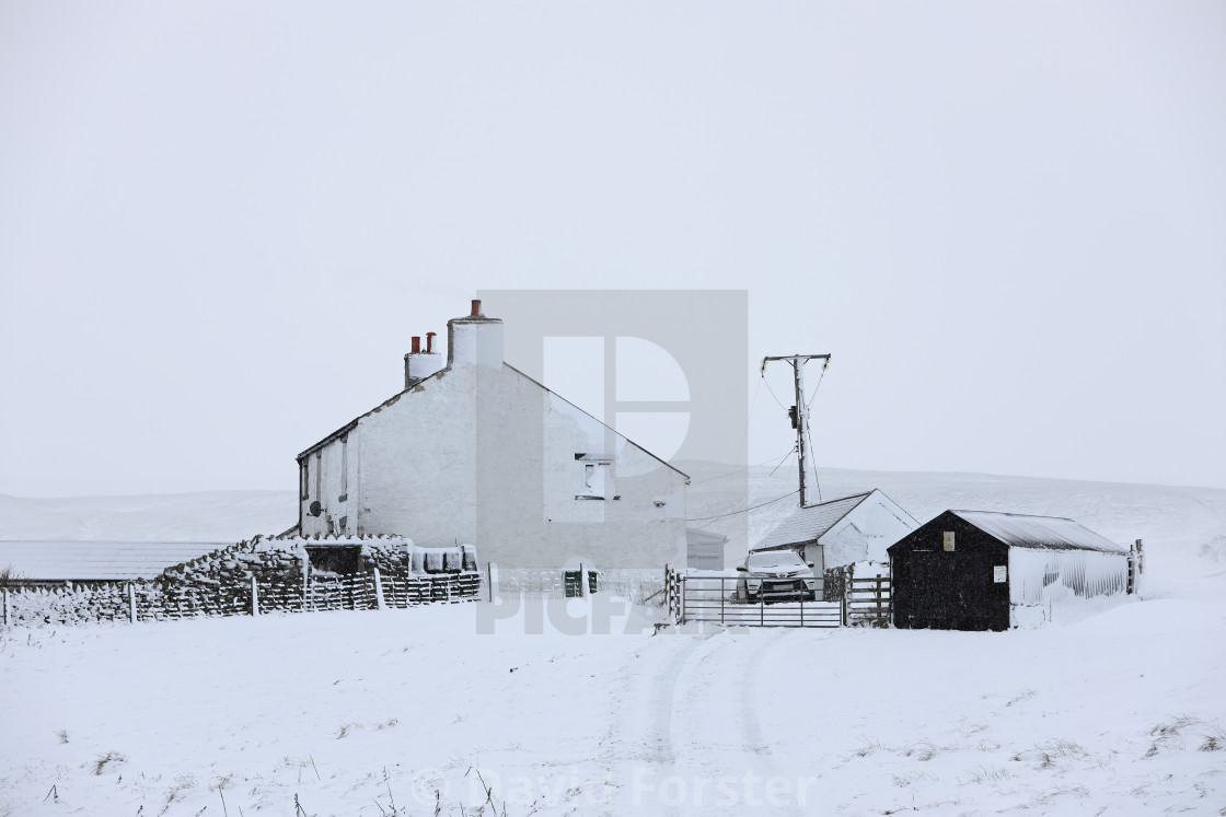 "Heavy Snow brought by Storm Arwen, Teesdale, County Durham, UK" stock image