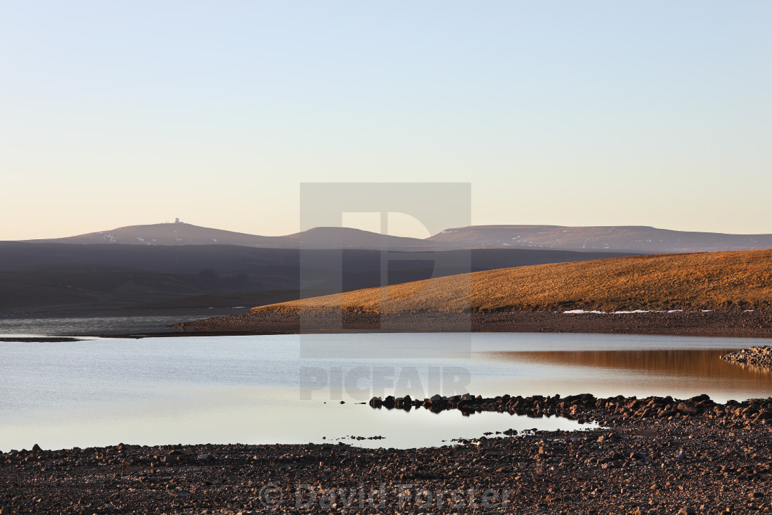 "Evening Light on Cross Fell and the Dun Fells, Teesdale, UK" stock image