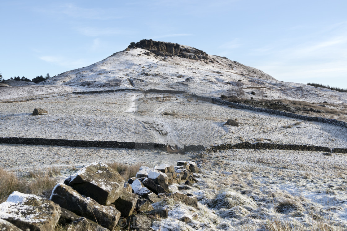 "The Wainstones in Winter, Cleveland Way, North Yorkshire, UK" stock image