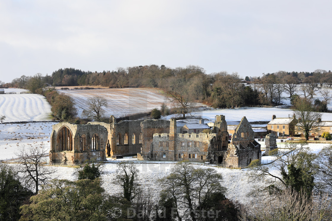 "Egglestone Abbey in Winter, Teesdale, County Durham, UK." stock image