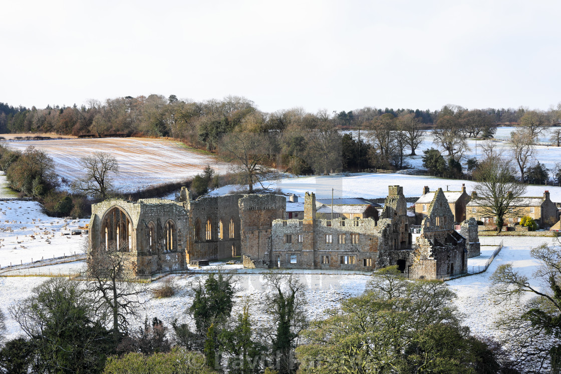 "Egglestone Abbey in Winter, Teesdale, County Durham, UK." stock image