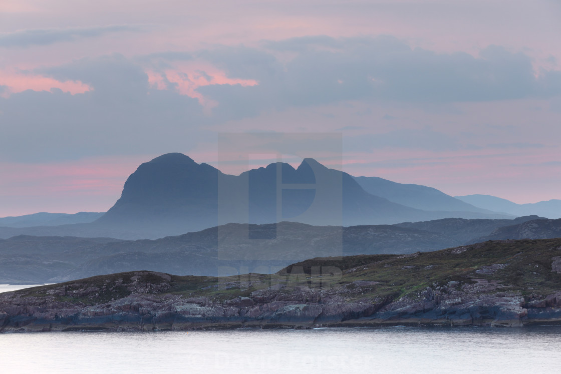 "Suilven across Enard Bay, Scotland" stock image