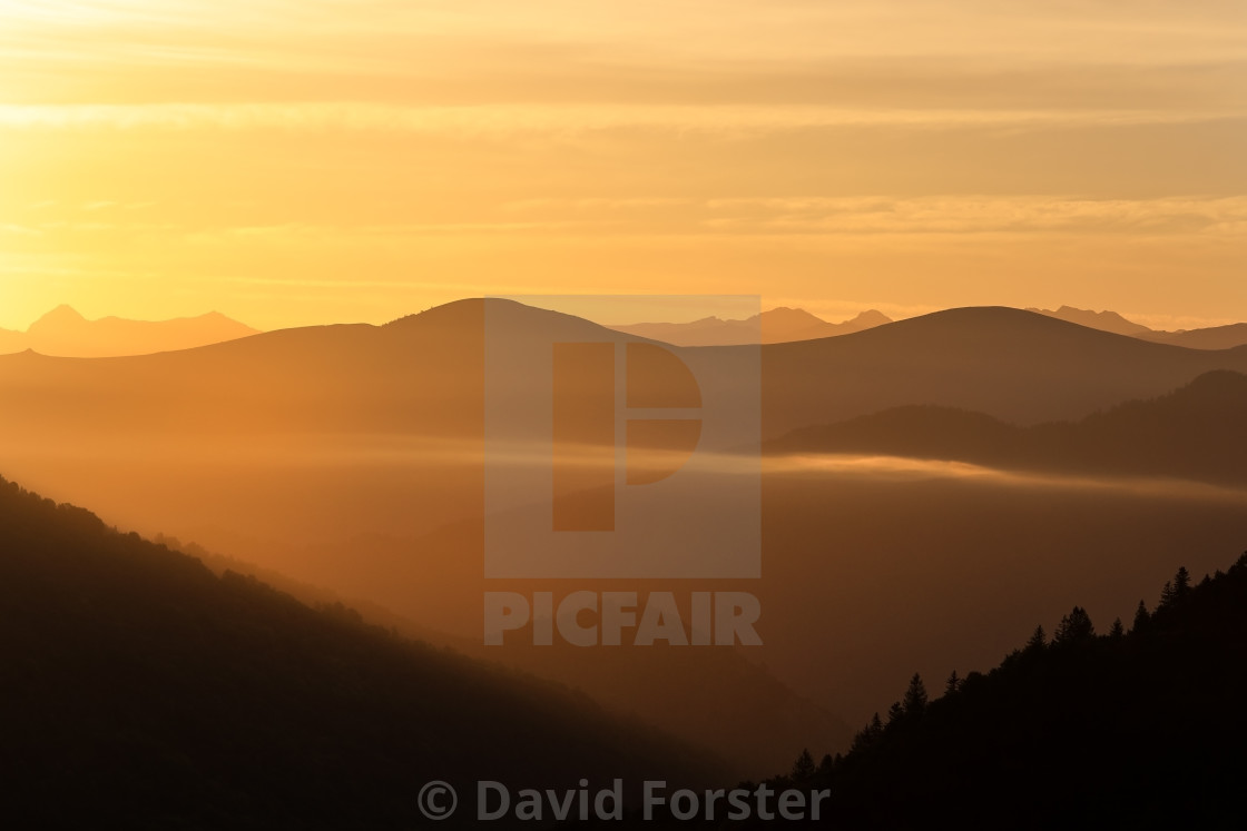 "Port de Lers Sunrise View, Pyrenees, France" stock image