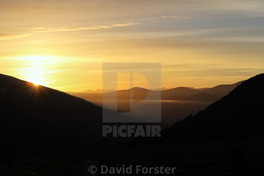 "Port de Lers Sunrise View, Pyrenees, France" stock image