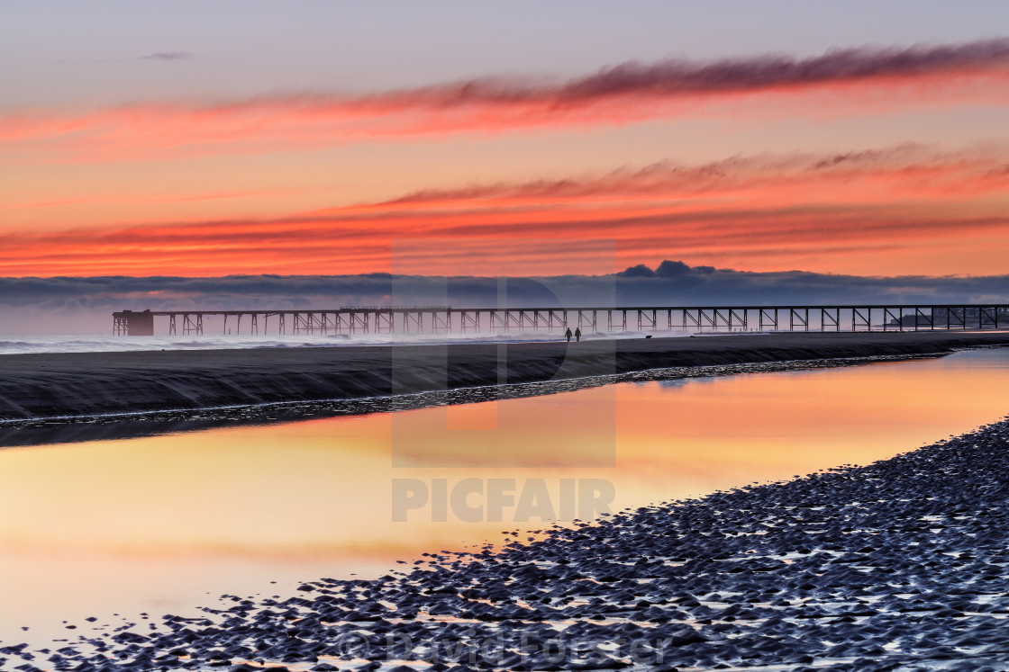 "Steetley Pier at Dawn, Hartlepool, County Durham, UK" stock image